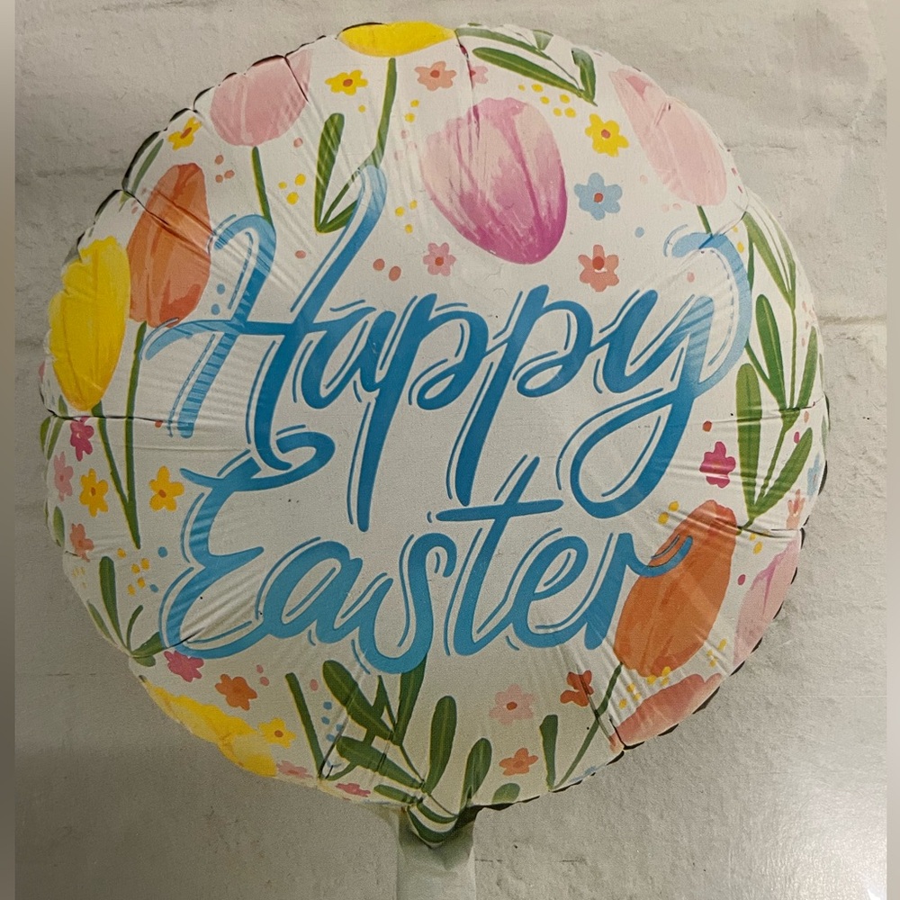 Happy Easter Floral Metallic Foil Balloon, Easter Celebration Decor, 4 packs